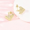 Brass Micro Pave Clear Cubic Zirconia Stud Earrings EJEW-D351-10G-1
