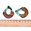 Transparent Resin and Walnut Wood Pendants RESI-T057-07J-4