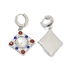 304 Stainless Steel Rhombus Hoop Earrings EJEW-A119-11P-4