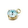 Flat Round Brass with Glass Charms KK-G525-01G-01-2