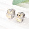 Two Tone 304 Stainless Steel Stripe Hoop Earrings EJEW-L307-04GP-02-1
