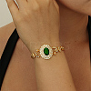 Real 18K Gold Plated Brass Rhinestone Link Bracelets TO0430-1-4