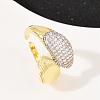Brass Micro Pave Cubic Zirconia Cuff Rings for Women RJEW-C140-16G-2