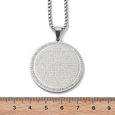 201 Stainless Steel Rhinestone Pendant Necklaces for Women NJEW-U021-08P-1