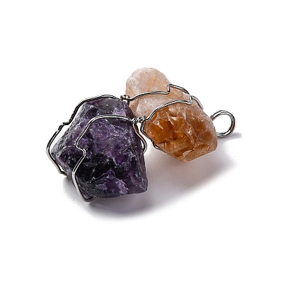 Natural Mixed Gemstone Nuggets Big Pendants G-K338-43P-1