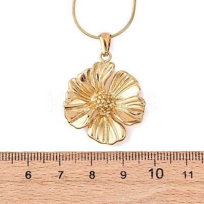 304 Stainless Steel Flower Pendant Snake Chain Necklaces for Women NJEW-F354-11B-G-1