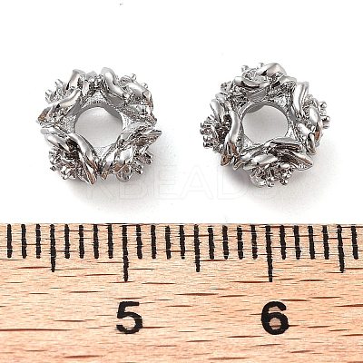 Brass Micro Pave Clear Cubic Zirconia Beads KK-U028-27P-1