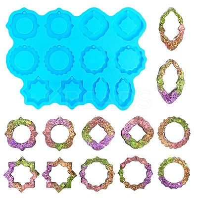 Rhombus & Star & Oval Shape DIY Pendant Silicone Molds DIY-M048-05-1