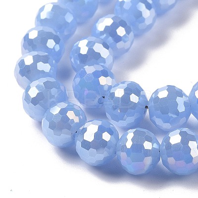 Electroplate Imitation Jade Glass Beads Strands GLAA-E036-12-M-1