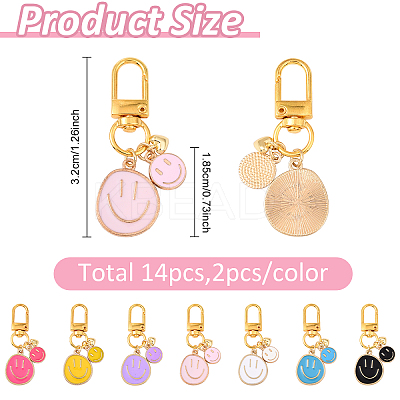 14Pcs 7 Style Alloy Enamel Pendnat Decorations HJEW-YW00164-1