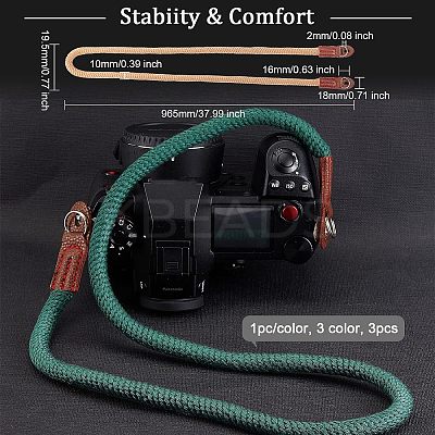 3Pcs 3 Colors Cotton Cord Camera Shoulder Straps FIND-OC0002-14-1