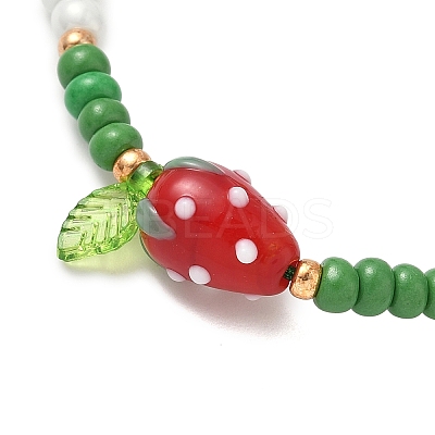 Glass Seed Beads & Lampwork Beads Braided Bead Bracelets for Women BJEW-MZ00212-03-1