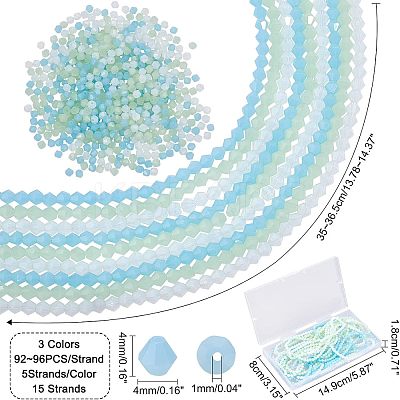 15 Strands 3 Color Faceted Bicone Opalite Beads Strands EGLA-FH0001-13-1