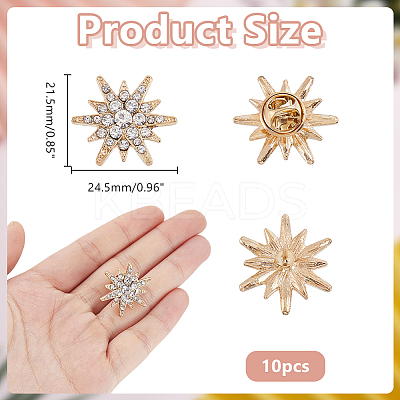 10Pcs Alloy Rhinestone Lapel Pin Backs for Backpack Clothes JEWB-HY0001-63LG-1