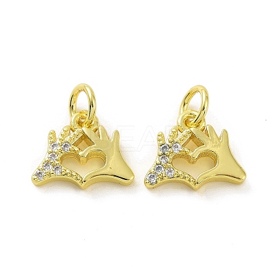 Brass Micro Pave Clear Cubic Zirconia Charms KK-E068-VF074-1