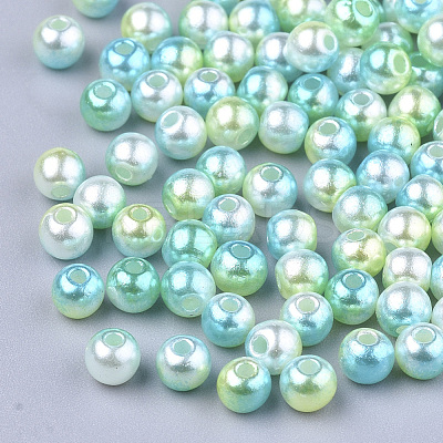 Rainbow ABS Plastic Imitation Pearl Beads OACR-Q174-4mm-03-1