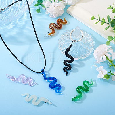 6Pcs 6 Colors Handmade Lampwork Big Pendants LAMP-TA0001-71-1