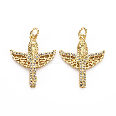 Brass Micro Pave Cubic Zirconia Pendants KK-Q252-070B-NF-1