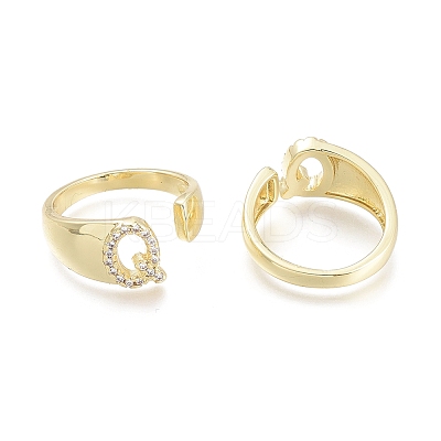 Brass Micro Pave Clear Cubic Zirconia Cuff Rings RJEW-F103-13Q-G-1