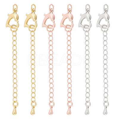 6Pcs 3 Colors Brass Chain Extender KK-NB0003-14-1
