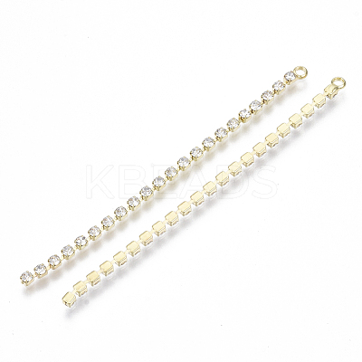 Brass Rhinestone Cup Chains Tassel Big Pendants KK-R129-10G-1