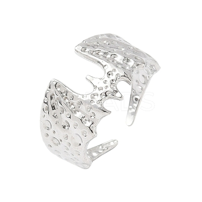 Bat Hammered 304 Stainless Steel Cuff Rings LS-RJEW-S626-03P-1