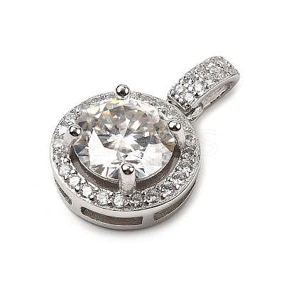 925 Sterling Silver Crystal Moissanite Rhinestone Flat Round Charms STER-D308-03P-1