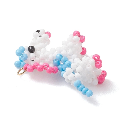 3D Glass Seed Beaded Horse Pendants PALLOY-MZ01215-1