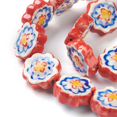 Handmade Porcelain Flower Beads PORC-J008-04D-1
