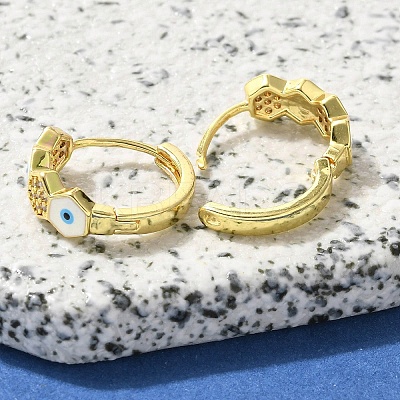 Brass Clear Cubic Zirconia Hoop Earrings EJEW-M047-06G-1