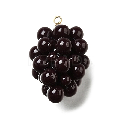 Grape Brass Acrylic Pendants OACR-R006-05G-07-1