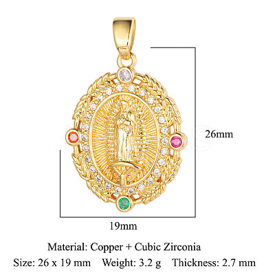 Brass Micro Pave Random Mixed Color Cubic Zirconia Pendants ZIRC-OY001-03G-1