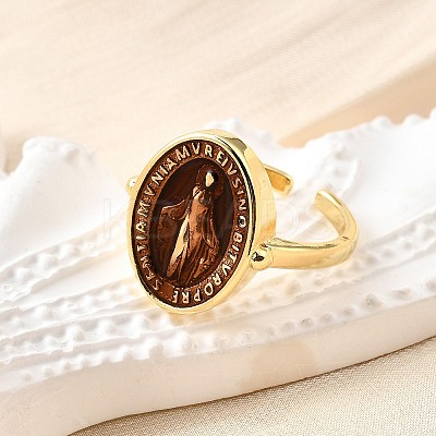 Brass Enamel Adjustable Cuff Rings RJEW-G349-01G-1