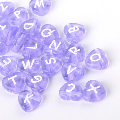 Transparent Acrylic Heart Horizontal Hole Letter Beads TACR-Q101-01B-1