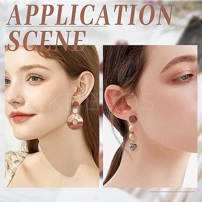 60Pcs Walnut Wood Stud Earring Findings MAK-NB0001-12-1