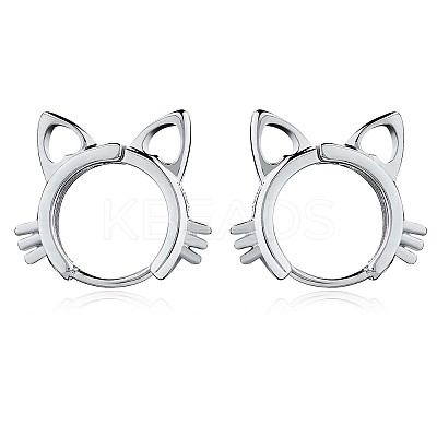 Women Cat Brass Leverback Earrings JE965A-1