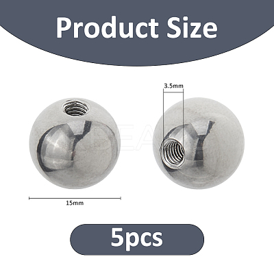5Pcs 304 Stainless Steel Round Cord End Caps STAS-FH0002-40B-1