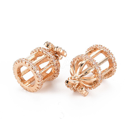 Rack Plating Brass Micro Pave Clear Cubic Zirconia Pendants X-KK-T060-17-RS-1