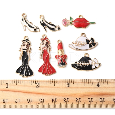24Pcs 6 Styles Alloy Enamel Pendants ENAM-FS0002-70-1