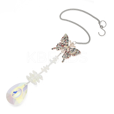 Crystal and Alloy Rhinestones Steel Wire Pendant Decorations HJEW-R050-01RGP-1