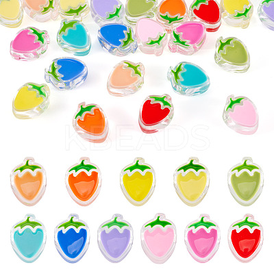 22Pcs 11 Colors Transparent Enamel Acrylic Beads TACR-TA0001-59-1