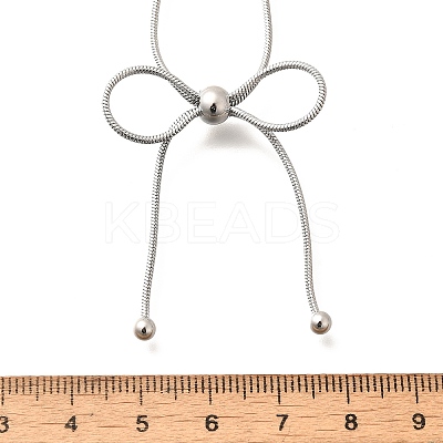 304 Stainless Steel Bowknot Pendant Snake Chain Necklaces for Women NJEW-R014-01P-1