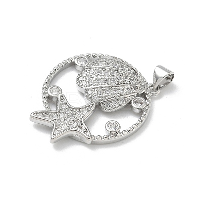 Brass Micro Pave Cubic Zirconia Pendants KK-P330-07D-P-1