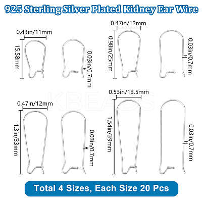 80Pcs 4 Styles 304 Stainless Steel Hoop Earring Findings STAS-BBC0005-93-1