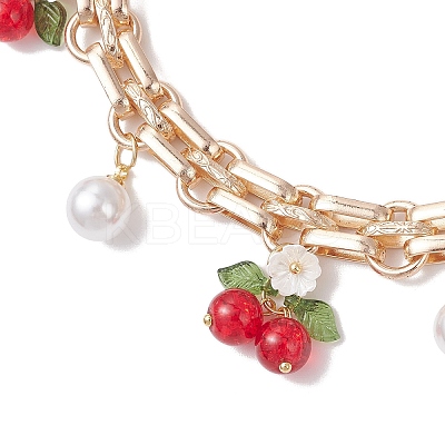 2Pcs Glass Flower & Fruit Bag Decorative Chains AJEW-BA00172-02-1