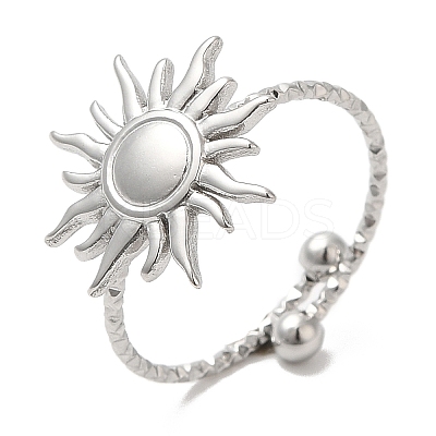 Non-Tarnish 304 Stainless Steel Sun Open Cuff Ring for Women LS-RJEW-M149-08P-1