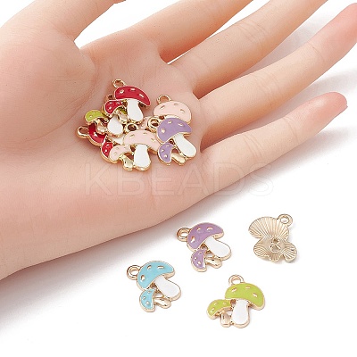 10Pcs 5 Colors Autumn Theme Alloy Enamel Pendants ENAM-YW0002-79-1