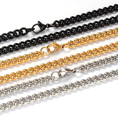 201 Stainless Steel Twisted Chain Curb Chain Necklaces NJEW-L416-06-1