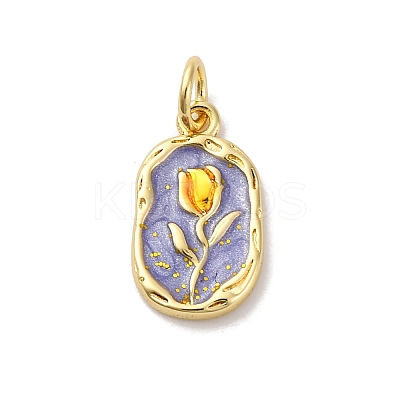 Brass Enamel Pendants KK-Q098-29G-B-1