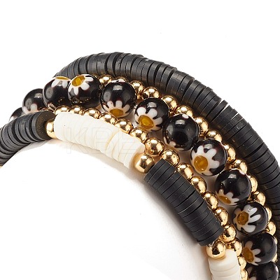 5Pcs 5 Style Polymer Clay Heishi Beaded Stretch Bracelets Set BJEW-JB07532-01-1